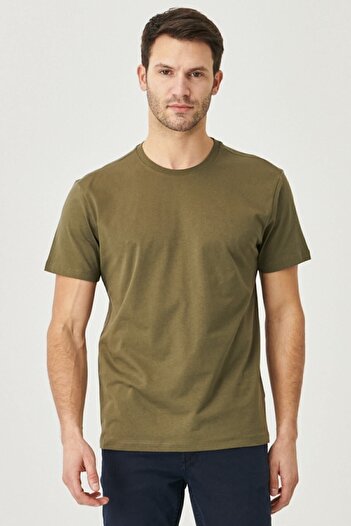 AC&Co / Altınyıldız Classics Men's Khaki-beige Melange Slim Fit Narrow Cut Crew Neck 2-Piece T-Shirt Pack