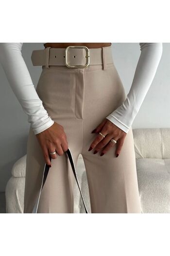 Elegant Scuba Belted Spanish Leg Trousers
