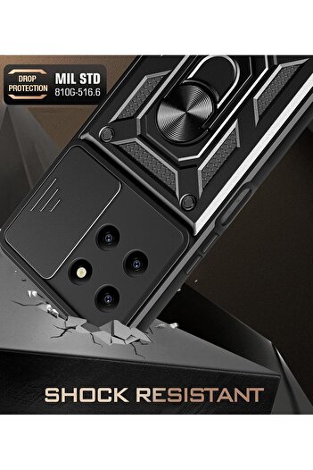 Fibaks Realme 11 4g Case Camera Protected with Sliding Ring Armor Military Tank Protective Cover