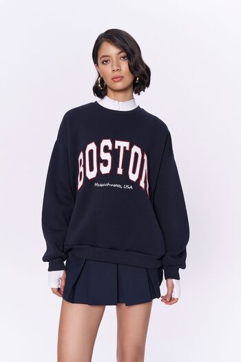 Quzu Φούτερ με φερμουάρ Navy Blue Boston