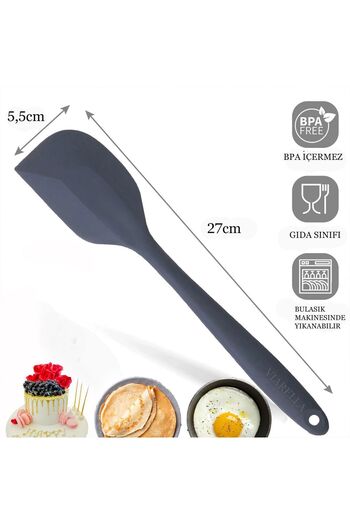 viarella 27cm Gray Silicone Spatula - Heat Resistant, Fireproof and Non-Stick Anti-Scratch