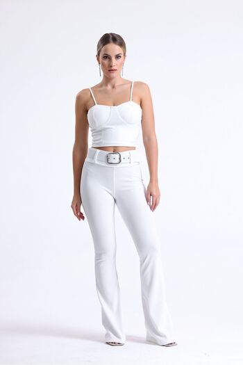 Sense Ottoman Trousers with Belt Detail| Pnt34753 White