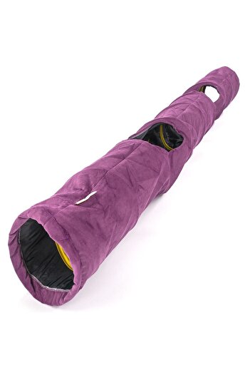 Dilekita Foldable Tall Velvet Cat Tunnel (Purple)