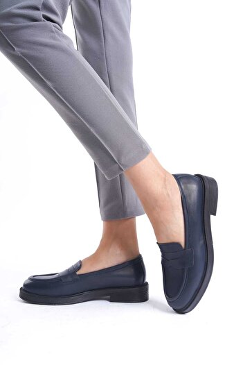 GNS Shoes Сині шкіряні лофери