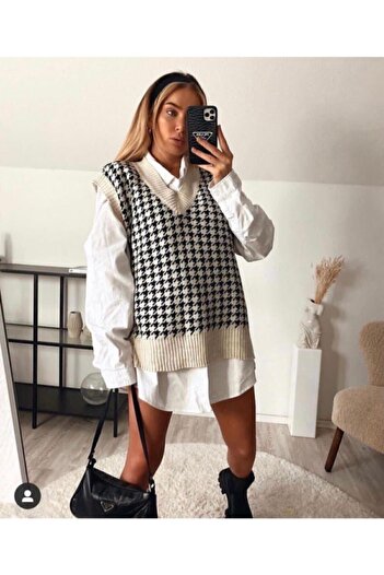 Hotfashion Women's White Plaid Sweater