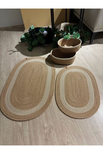 MaVaux Amsterdam Jute - Σετ Ψάθινο Χαλάκι Μπάνιου, Σετ 4 50x80 cm / 40x60 cm