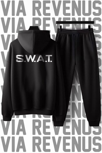 Vordevia S.W.A.T. (Στρατός Ειδικών Ενοτήτων Ενότητας Τακτικής Ενότητας) Σετ αθλητικής φόρμας με κουκούλα από μαλακό ύφασμα με στάμπα Unisex