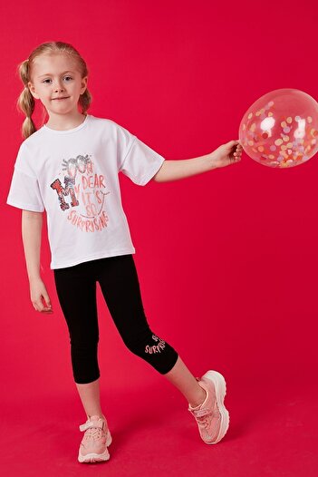 Lela Cotton Crew Neck Short Sleeve Tights Top and Bottom Set Girl's SET6212002
