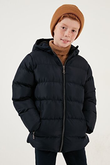 Lela Plush Lined Hooded Winter Coat with Pockets Boy's COAT 5761911