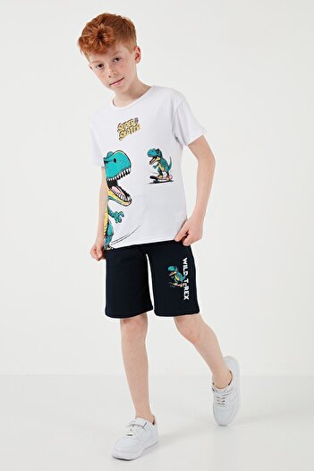 Lela Cotton Regular Fit Crew Neck Shorts Top and Bottom Set Boy's SET6212013