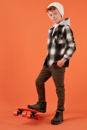 Lela Hooded Double Pocket Plaid Winter Lumberjack Shirt Boy's Shirt CF24W81780