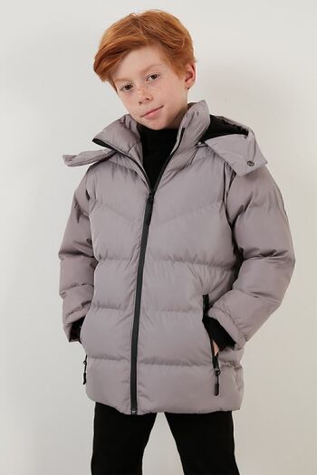 Lela Plush Lined Removable Hooded Winter Coat with Pockets Boys' Coat 5761587