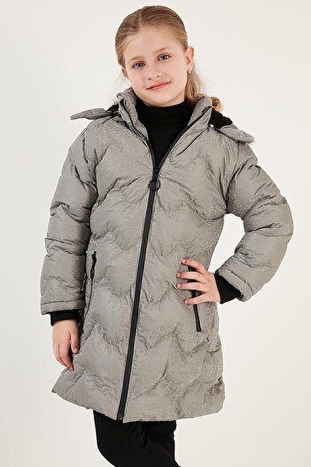 Lela Plush Lined Faux Fur Collar Removable Hooded Winter Coat Girls' Coat 5761905