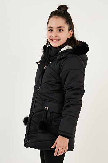 Lela Içi Peluş Astarlı Kapüşonlu Şişme Kız Çocuk Mont Kız Çocuk Mont 6035034