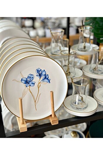 Onedekor 18 Piece Modern Fiore Blu Cake Tea Time Set