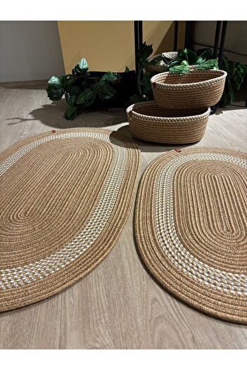 MaVaux Amsterdam Jute - Σετ Ψάθινο Χαλάκι Μπάνιου, Σετ 4 50x80 cm / 40x60 cm