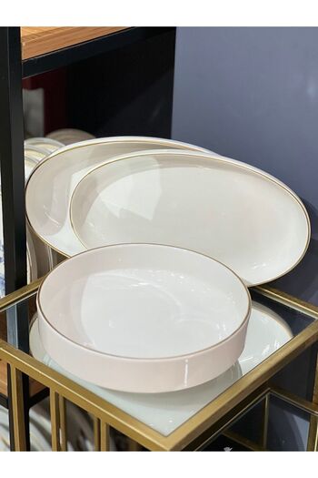 Onedekor Set of 3 Modern Gold Salad Boat Bowl