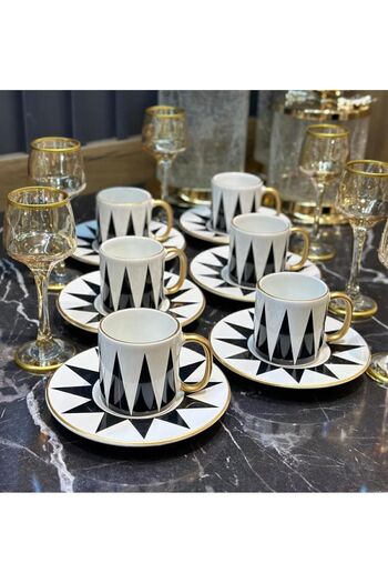 Onedekor 6 Pieces Taj Black Luxury Coffee Cup