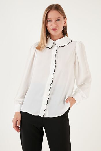 Lela Collar Detailed Regular Fit Chiffon Shirt Shirt61114410