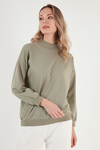 Lela Pamuklu Dik Yaka Basic Örme Sweat Sweat 5863323