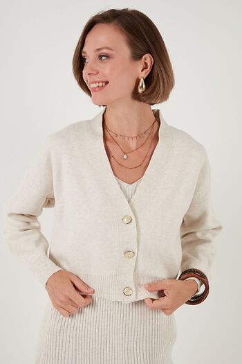 Lela Knitwear Crop CarDigan - V-neck, ButtoneD - CarDigan 4616170
