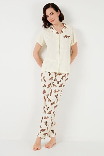 Lela Shirt Collar Regular Fit Short Sleeve Pajama Set - 65740102
