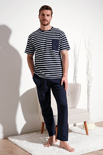 Buratti Men's Cotton Regular Fit Short Sleeve Pajama Set -6572010