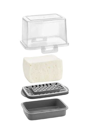 VİP AHMET 2 Pieces Vp-073 Ecem Cheese Container Cheese Storage Container Smoked 2 Pieces