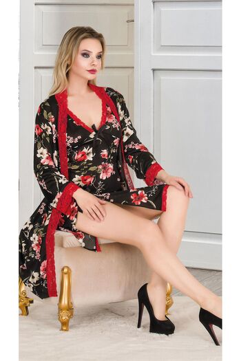 Cooqpoo Set de cămașă de noapte pentru femei, cu dantelă florală, mărimea S/m-l/xl, 2 piese