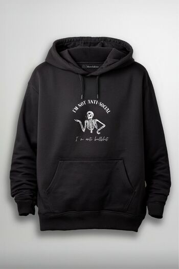 SM Satranç Medya Unisex Hoodie - Μπροστινό τύπωμα, Im Not Anti Social
