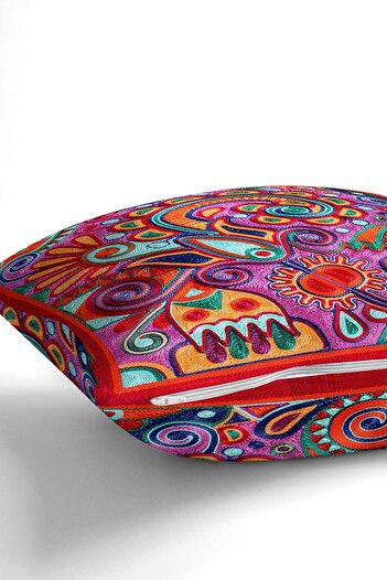 Cango Home Ethnic Motif Vintage Patterned 4-Piece Throw Pillow Cover Set - Red 4Kmbs329-