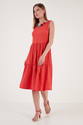 Lela Necklace Detailed Relaxed Cut Sleeveless Midi Dress Dress 5865099