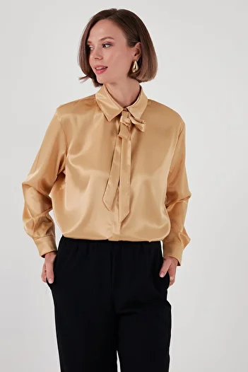 Lela Satin Regular Fit Shirt - Tie Detailed, Shirt 611Go00159