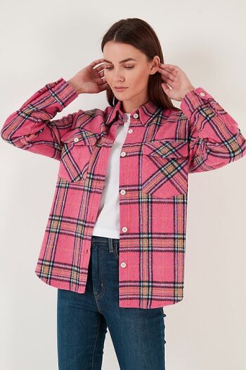 Lela Cotton Pocket Plaid Regular Fit Lumberjack Shirt SHIRT CF24W167259