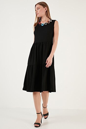 Lela Necklace Detailed Relaxed Cut Sleeveless Midi Dress Dress 5865099