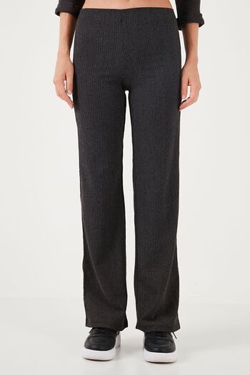 Lela High Waist Wide Leg Slim Fit Textured Trousers - Pants 5865944
