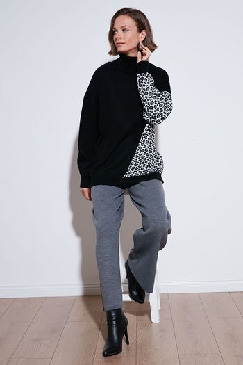 Lela Leopard Patterned Acrylic Knitwear Sweater - Pullover 4615217