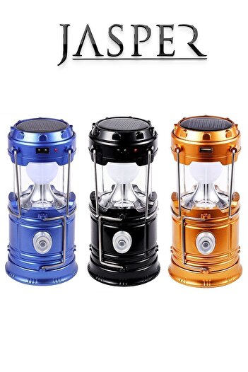 JASPER JPR-5800 Katlanabilir Kızaklı Güneş Enerjili Şarj Kablolu Ledli Kamp Piknik Lambası