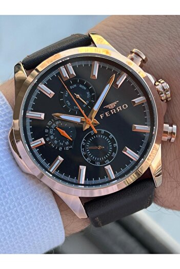 FERRO 3 Atm Water Resistant Men's Wristwatch - Interior Functions Active Leather Cord Em11047.K