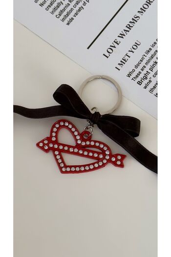 Âlâ Atelier Heart Hanging Bow Detail Keychain - Bag and Car Accessory, Y2K Design