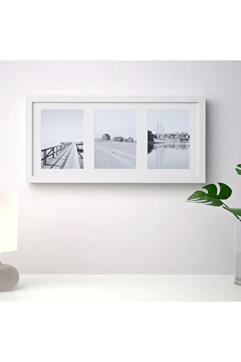 IKEA Rıbba White 3 Piece Frame 50x23 Cm White Deep Edged Wooden Photo Picture Frame