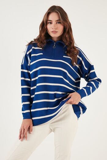 Lela Смугастий светр з напівзастібкою Oversize Трикотажний светр СВЕТР 4616080