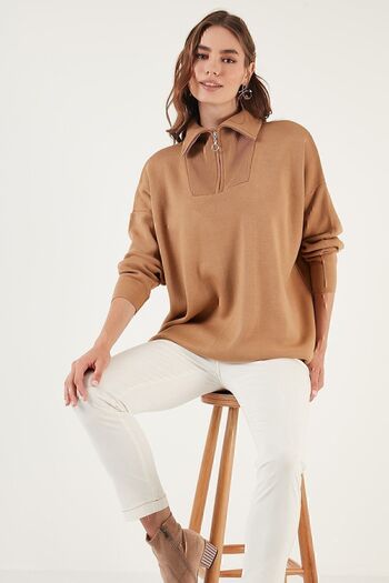 Lela Half Zipper Oversize Knitwear Sweater SWEATER 4616079