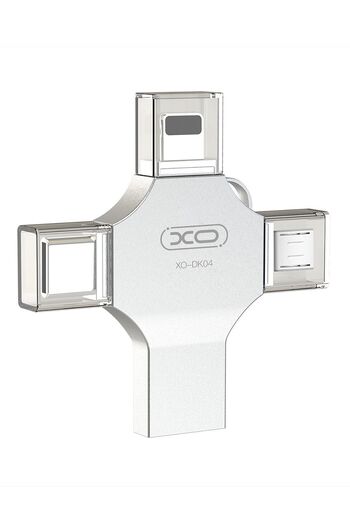 Xo -Dk04 128Gb 4in1 USB 2.0 + Type-C + Micro + Lightning Flash Drive Metal Body Flash Disk