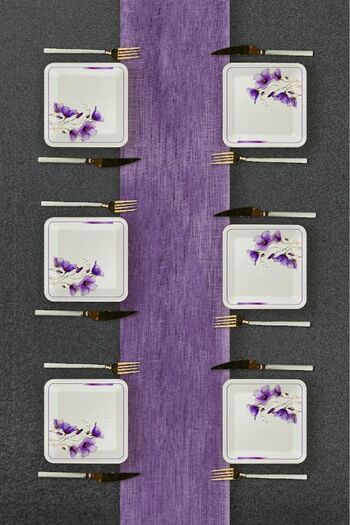 Erbaşlar Luxury Ceramic - Lotus Flower Patterned Cake Set and Serving Plate for 6 Persons