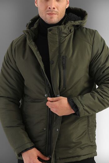 D1fference Men's Khaki Outlet Hooded Windproof Sports Winter Coats & Coats & Parka