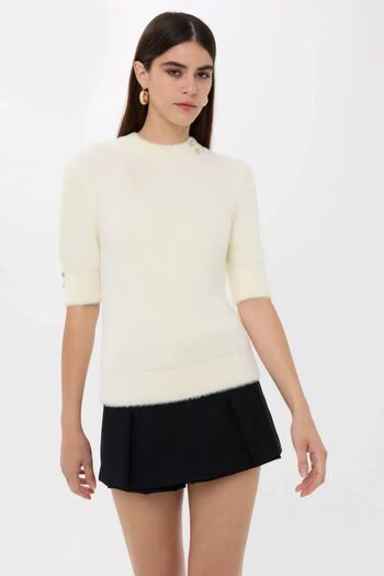 Hiccup Stone Decorated Short Sleeve Sweater