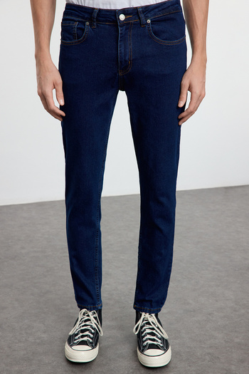 Trendyol Collection Темно-сині джинси Skinny Fit Джинси вузького крою з еластичної тканини TMNAW25JE00005