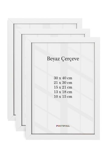 Postifull Ramă albă, set de 3 bucăți, poster și rame foto, rame de perete pentru imagini, rame pentru hol