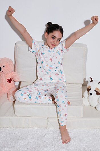 Lela 100% Cotton Crew Neck Short Sleeve Pajamas Set Girl's Set6651002